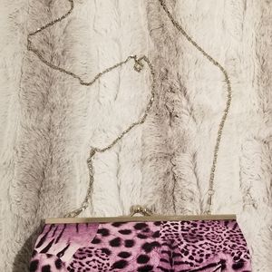 Purple Leopard Fashion Clutch Purses w/ Ch…